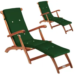 Gartenliege Queen Mary® 2er-Set Akazie FSC®-zertifiziert inkl Auflage Grün