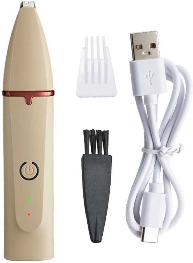 INF Elektrischer Haustier-Trimmer – Sicherheitsklinge, wiederaufladbarer Lithium-Akku, ergonomischer kabelloser Beige