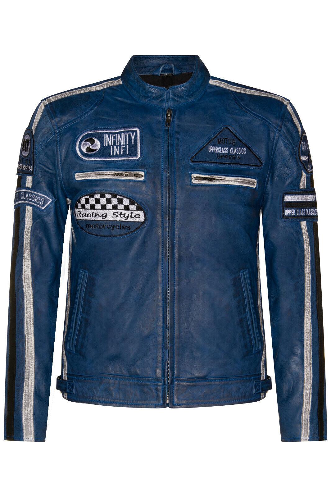 Leder-Racing-Biker-Motorradjacke mit Reißverschluss