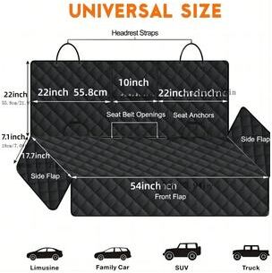 Inspire Essentials Waterproof Dog Car Seat Cover And Travel Bed Protector black 143x128cm