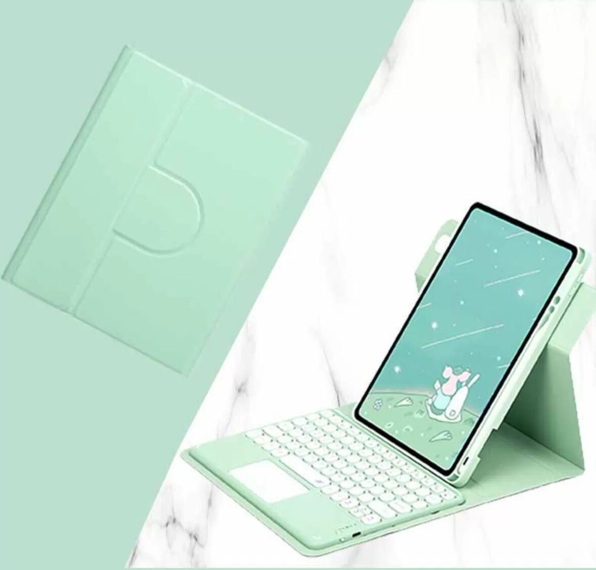 INF Mintgrüne Bluetooth Tastaturhülle mit Touchpad - Kompatibel mit iPad Air 4/5 10.9 Zoll