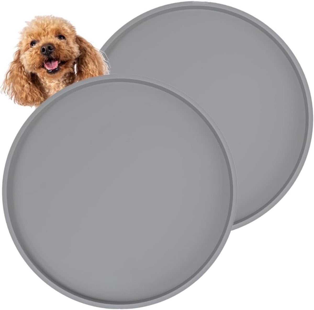 Siliconen Voedingsmat voor Honden, 2 stuks, Grijs, Diameter: 25 cm