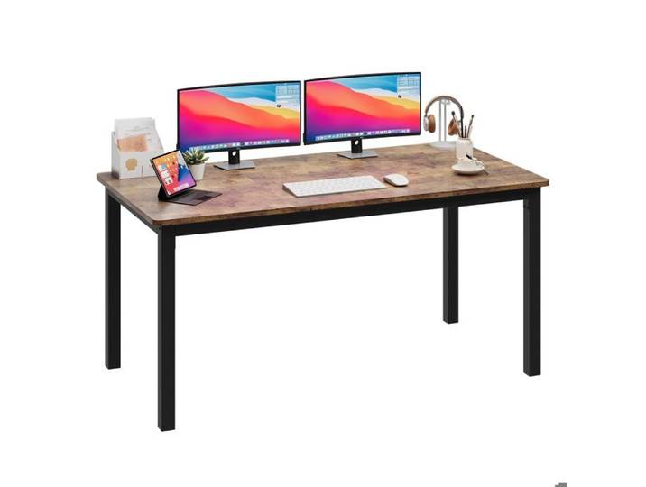 Bureau d'Ordinateur 160cm Grande Table de Bureau Métal Noir Bureau Moderne Gaming ou Travail Bureau pour Étude Maison Bureau