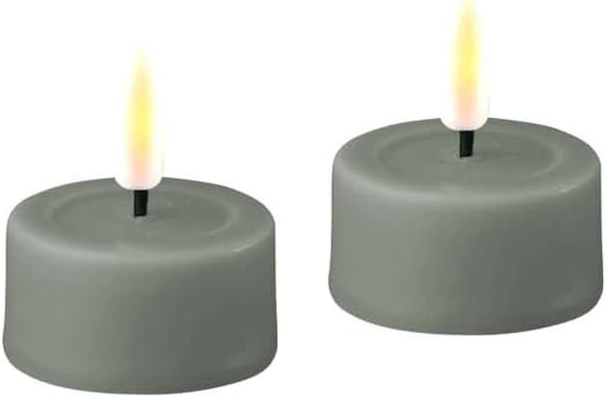 LED Theelichtjes met Realistische Flikkerende Vlam - Warm Wit Licht - Saliegroen
