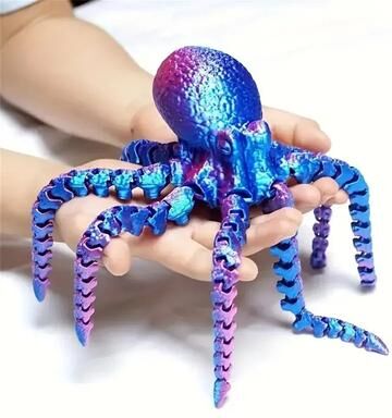 Uplift Picks 3D Printed Octopus Flexible Articulated Toy For Desk Decor And Ocean Animal Gift purple medium