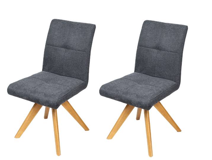Drehstuhl HOME AFFAIRE Ida Polsterstuhl, Küchenstuhl, 4-Fussstuhl , grau (dunkelgrau, eiche farbe), B:45cm H:90cm T:61cm, Massivholz, Metall, Polyester, Stühle, Drehstuhl, 180 drehbar, mit automatischer Rückstellung