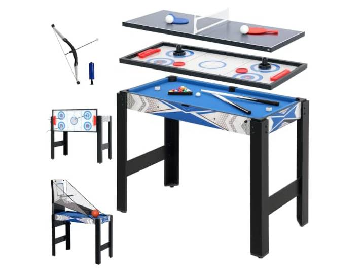SPORTNOW Multigame Spieltisch Mini 5-in-1-Tisch 91x45,5x76cm Schwarz+Blau