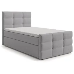 BOXBETT DEFNE 80x200 cm mit Fußteil und Matratze - Hellgrau + TOPPER