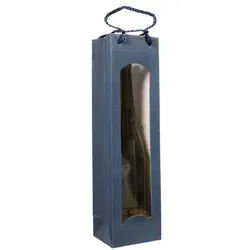 OTTO Office Flaschen-Geschenktasche - 1 Flasche (mit Sichtfenster) blau, 10x36x8 cm
