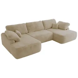 WOHNLANDSCHAFT CUBO U Creme Plüsch