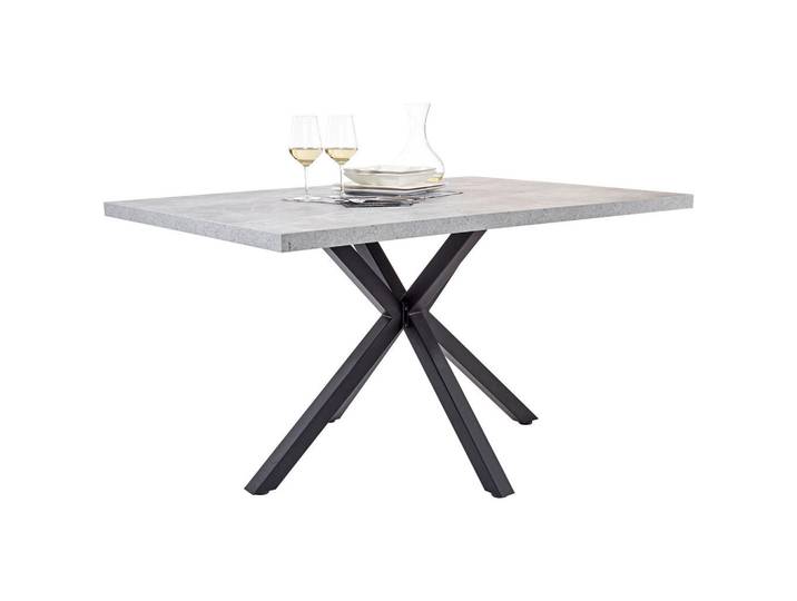 P & B Esstisch Cleo, Grau, Schwarz, Metall, rechteckig, Sternfuß, 90x76x140 cm, Esszimmer, Tische, Esstische