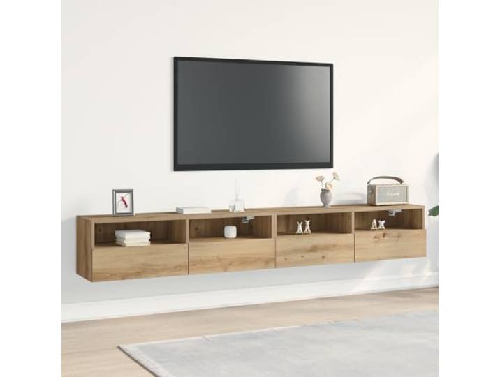 HEFZGDB Artisan Eiche TV Wandschrank 2 STK. Holzwerkstoff 100x30x30 cm mit Stauraum und Regalen für Unterhaltungselektronik und Deko - Moderner Wandmontiert Fernsehschrank