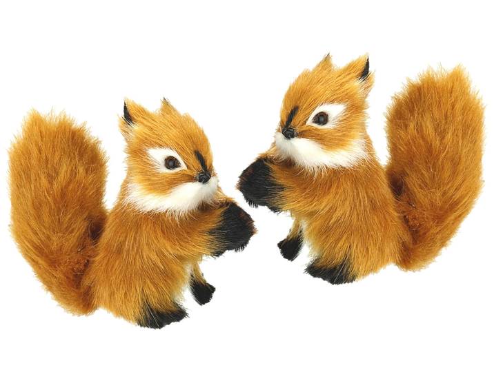 Dekofigur I.GE.A. Tierfigur mini Eichhörnchen , braun, B:5cm H:10cm, Polyester, Dekofiguren, Dekofigur, 2er Set aus Kunstfell Statue Ornamente Pelz Plüschtier Waldtier