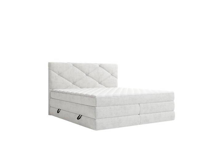 Carryhome Boxspringbett, Hellgrau, Kunststoff, H3 + H4, Höhe ca. 19 cm, 160x200 cm, Wendematratze mit unterschiedlichen Härtegraden, Schlafzimmer, Betten, Doppelbetten