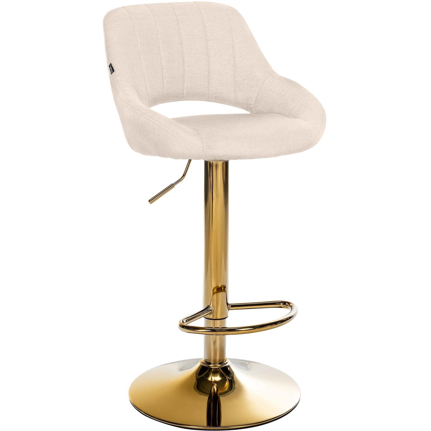 CLP Barhocker Milet Stoff gold - Farbe: creme, Gestellfarbe: gold