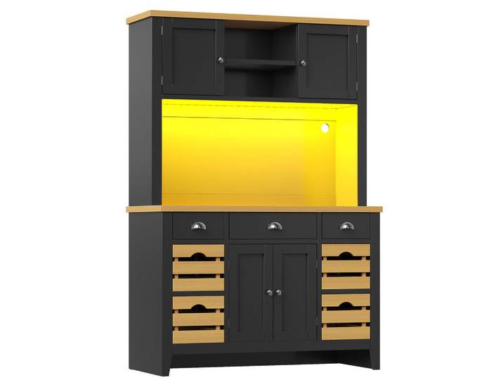 ComfortXL Buffet De-38498 120/40/188 cm mit Soft-Close-Türen Schwarz, 120x188x40 cm, Esszimmer, Anrichten, Buffetschränke