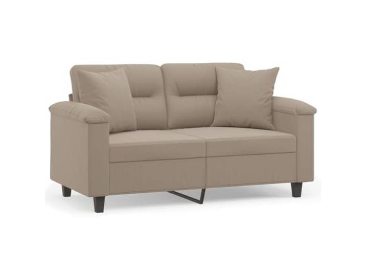 GHVBNMF 2-Sitzer Sofa mit 2 Kissen Taupe 150cm Polstersofa Couch Metall Gemütliche 2-Sitzer Couch in Taupe fürs Wohnzimmer, inklusive 2 Zierkissen, weichem Mikrofaserbezug & Metallgestell.
