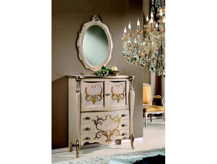 JVmoebel Kommode Italienisches Barock Sideboard aus Holz in eleganter weißer Ausführung (1 St., Kommode), Made in Italy