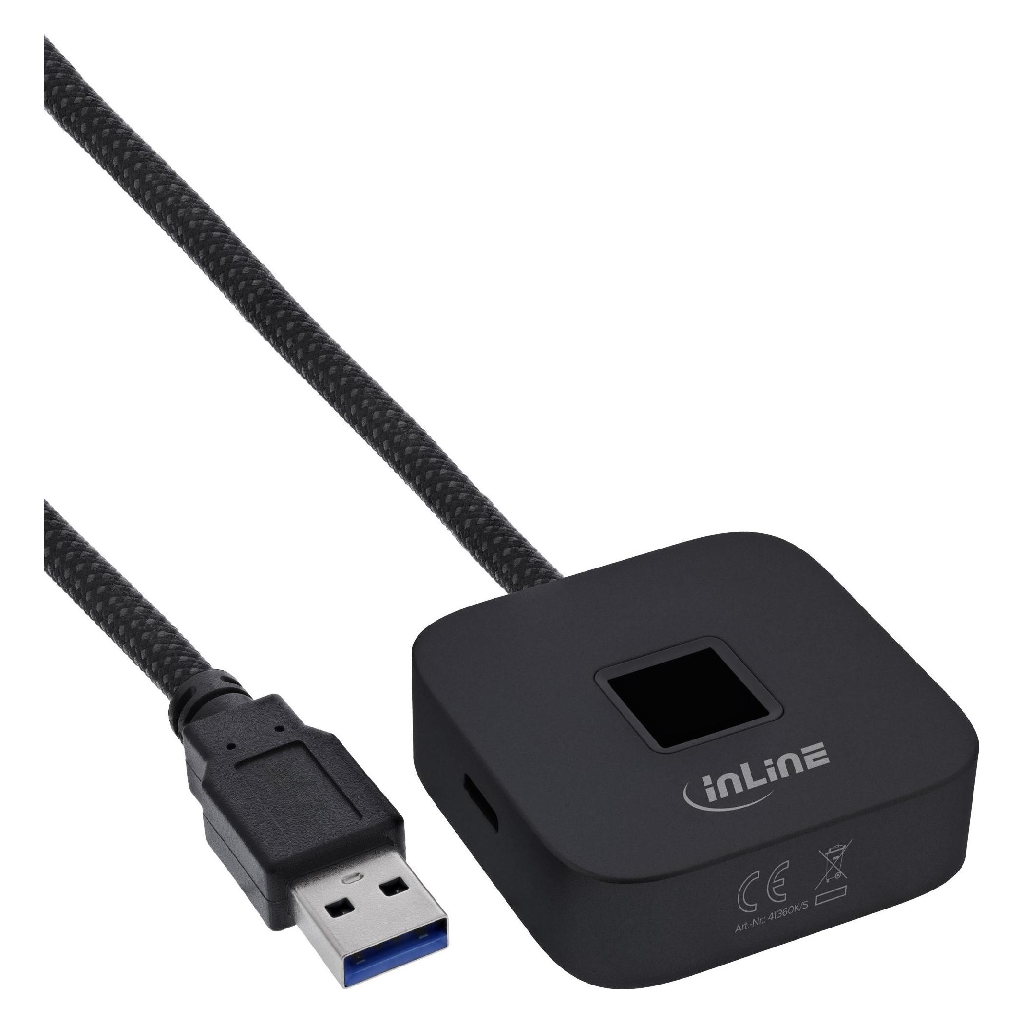 InLine USB Fingerabdruckscanner mit Hub (41360S)
