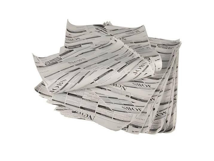 PAPSTAR Einweggeschirr-Set 6x Einschlagpapiere Pergament-Ersatz 35 x 25cm Newsprint fettdicht 1kg, Pergamentersatzpapier