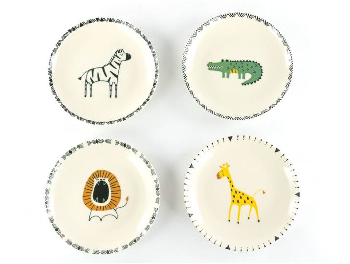 Teller-Set CREATABLE Safari, Teller 21 cm, 4-tlg. , bunt, 4, Steinzeug, Geschirr-Sets, Teller-Set, Teller Set, Tierabbildungen, Nordische Ästhetik