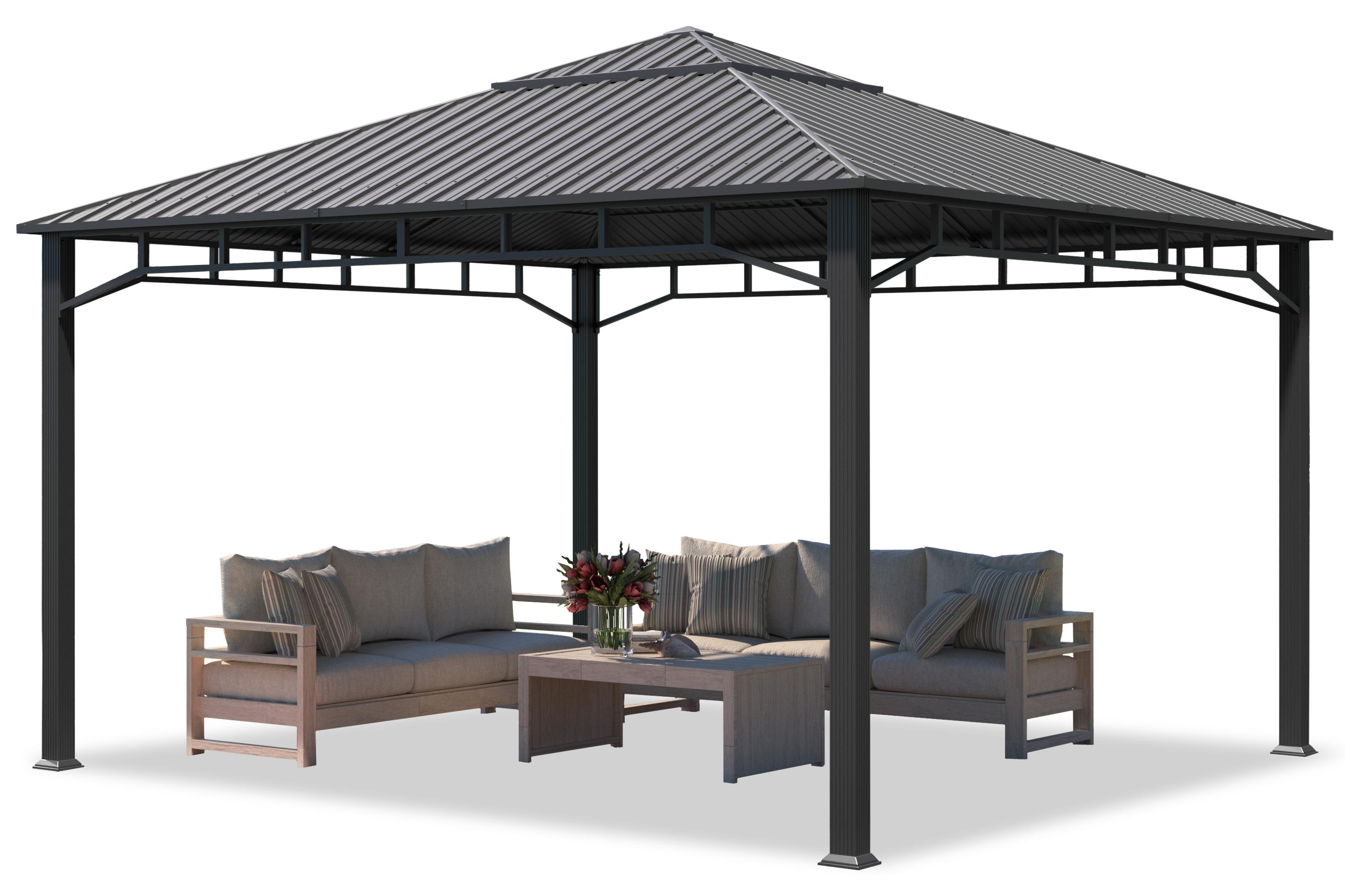 Gartenpavillon 4x4 m Stahldach Hardtop, ohne Seitenteile, Pfosten 9x9 cm
