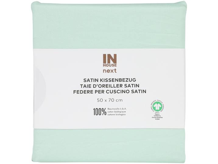 Inhouse Kissen Gots Satin Paspel 50x70 hellgrün
