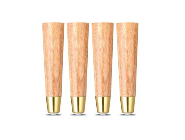 MTMXALBBR 4 Stück brandneue Möbelbeine, for Schrank, Sofa, Tisch, TV-Schrank, Hocker, Eichenfüße mit reinem Kupfer-Schutzhüllenkegel