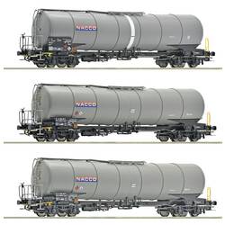 Roco 6600197 Güterwagen DC Wagenset mit drei 4-achsigen Kesselwagen, Gattung Zacns, der NACCO