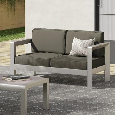 PRO_SELLERS Outdoor Patio Loveseat Aluminum Frame Low Profile Garden Seating Silv