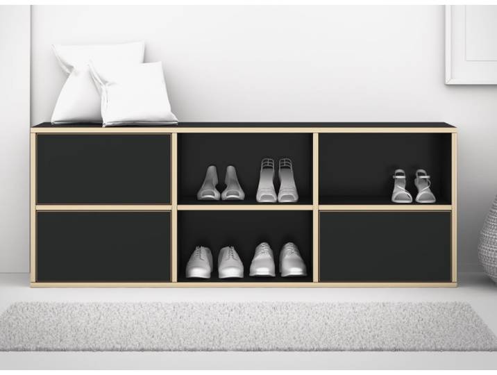 Meuble à chaussures - armoire à chaussures sur mesure - étagère à chaussures Mélaminé premium Noir Bord contre­plaqué