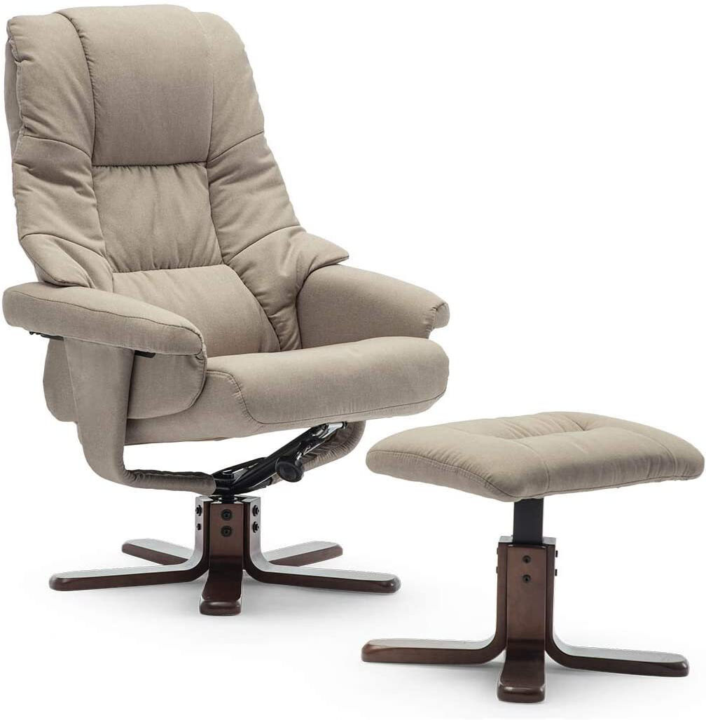 Ebern Designs Gentilis 77 cm Wide Swivel Ergonomic Recliner Pumice/Brown 108cm H X 77cm W X 86cm D
