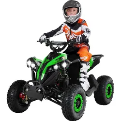 Elektro-Kinderquad Reneblade, Mini-Quad mit 1000 Watt, Federung, Scheibenbremsen, drosselbar, LEDs (Classic, Schwarz/Grün)