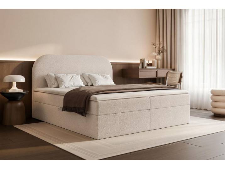 Compleo Boxspringbett Doppelbett, Topper als Option, gepolstertes Kopfteil mit Bettkasten, 120x200-200x200