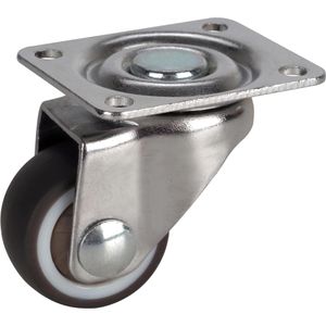 Dörner+Helmer Möbelrolle 790510, mit Anschraubplatte, 25mm Ø, Tragkraft 15 kg, Lenkrolle aus TPE