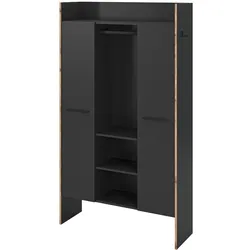 GARDEROBE grau und Nox Eiche, Kompaktgarderobe 105 x 189 cm, Salud