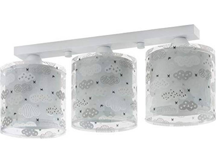 Dalber Kinder plafondlamp kinderkamer kinderlamp 3 lichts Clouds Wolken grijs