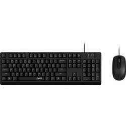 Rapoo NX1500 Kabelgebunden Tastatur, Maus-Set Deutsch, QWERTZ Schwarz R-13100