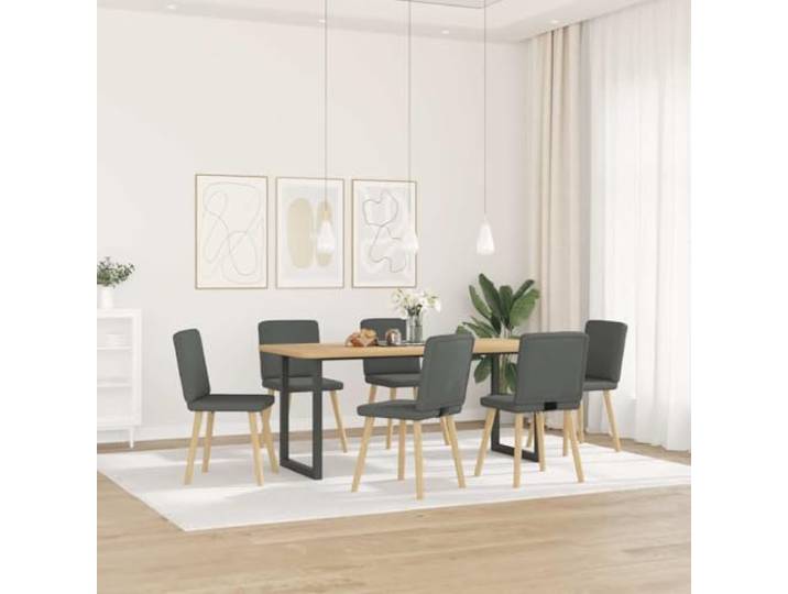 KGHFDVB 6 Esszimmerstuehle Dunkelgrau Stoff mit Metall Holz Gestell Stoffbezug atmungsaktiv, robustes Metall-Holz-Gestell, dicke Schaumstoffpolsterung, vielseitig nutzbar
