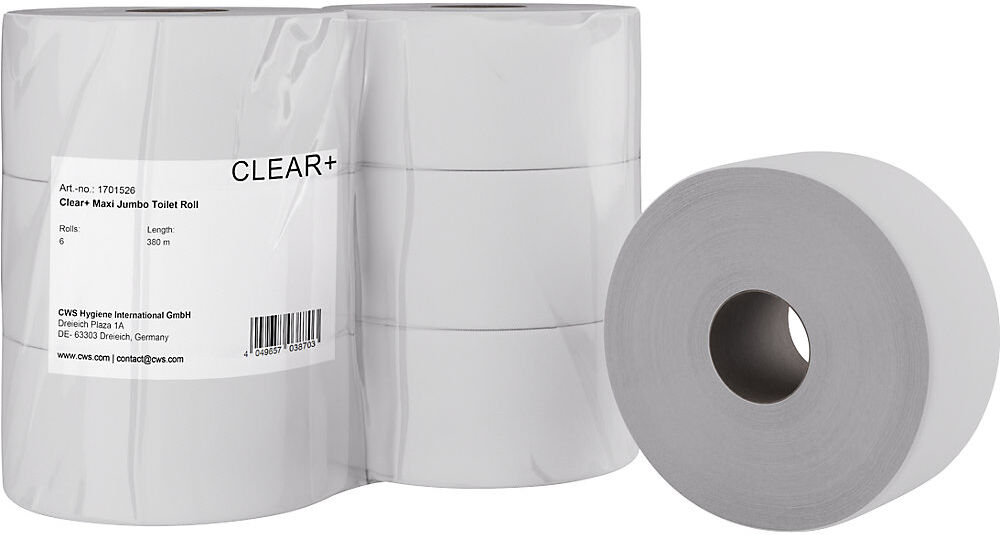Toilettenpapier Clear+, 2-lagig, VE 6 Stk, 380 m je Rolle CWS