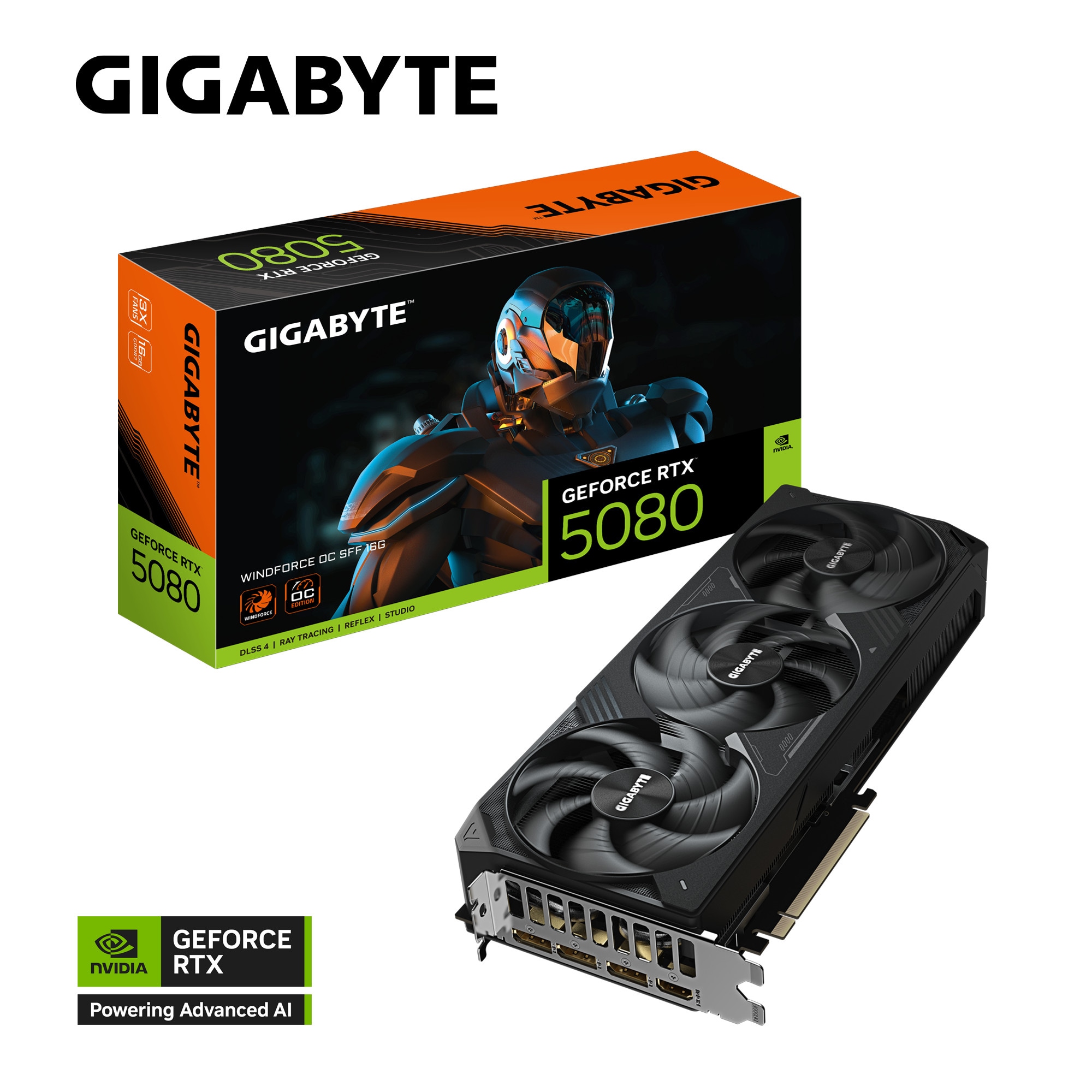 GIGABYTE GeForce RTX 5080 WINDFORCE OC SFF 16G Grafikkarte HDMI/DP GV-N5080WF3OC-16GD