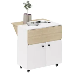 STILVORA Klapptisch Holz Weiß 70x83x75 cm mit Stauraum und 4 Rollen