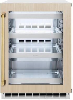 ZLINE Autograph Edition 24 in. Touchstone 151 Can Beverage Fridge With Panel Ready Glass Door And Accent Handle