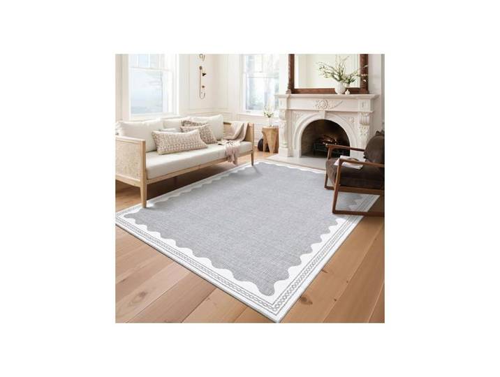 Tapis Moderne - LUNSY - Tapis lavable pour salon à poils courts - Gris - 160 x 230 cm