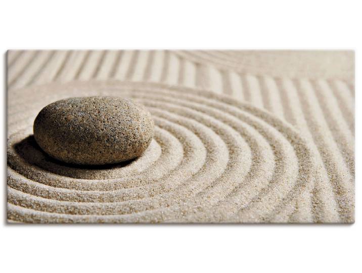 Leinwandbild ARTLAND Mini Zen Garten - Sand , beige (farbe bild(er): naturfarben), B:60cm H:30cm, Bilder, Leinwandbild, auf Holzrahmen gespannt