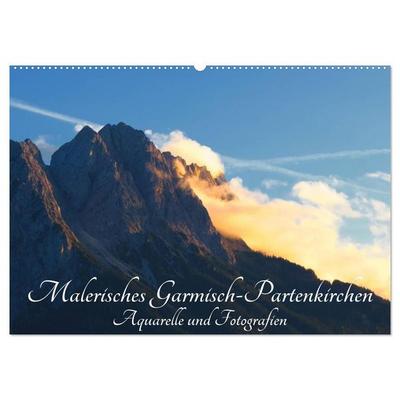 Malerisches Garmisch Partenkirchen - Aquarelle und Fotografien (Wandkalender 2027 DIN A2 quer), CALVENDO Monatskalender