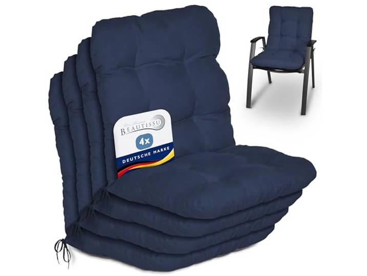 Beautissu 4er Set Niedriglehner Auflagen Stuhlauflage Stuhlkissen