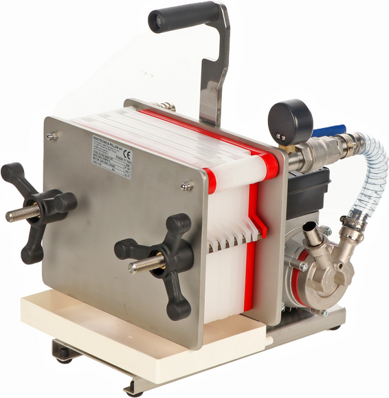 Enotecnica Pillan FC8 - Professioneller Weinfilter mit 8 Kartons 20x20 cm - Edelstahlrahmen und NOVAX-Pumpe