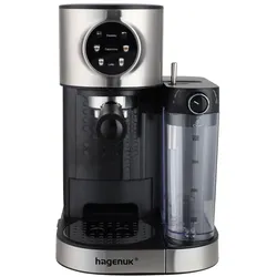hagenuk Espressomaschine mit Milchaufschäumer, Siebträgermaschine, Schwarz