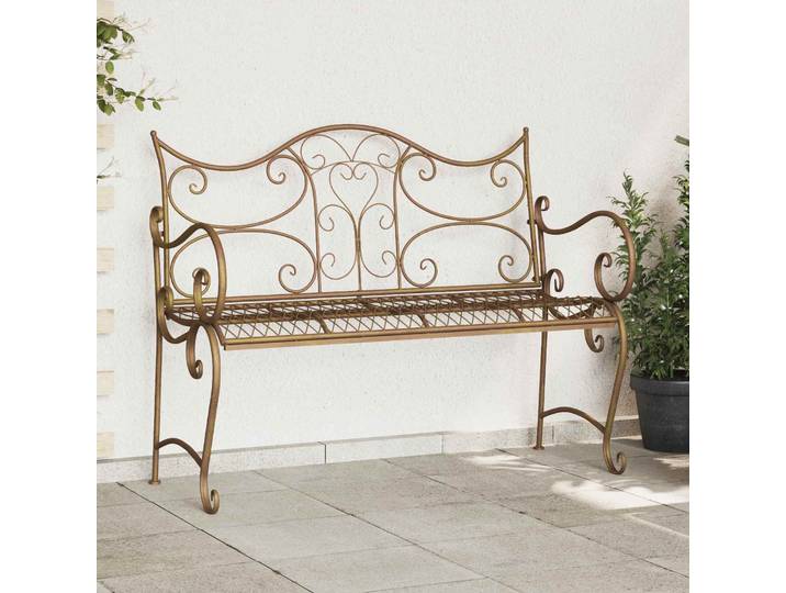 vidaXL Gartenbank 2 -Sitzer 114 x 54 x 90 cm Stahl Antikbraun